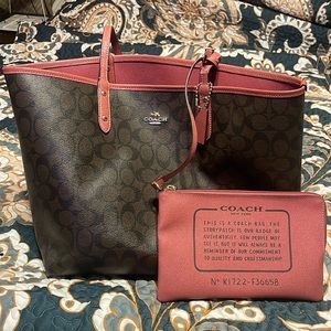 Brown and Pink irreversible Coach Bag